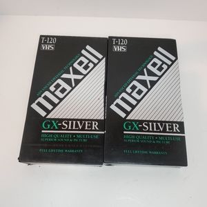Lot of 2 New Blank MAXELL GX-Silver‎ (T-120) VHS Video Cassettes SEALED